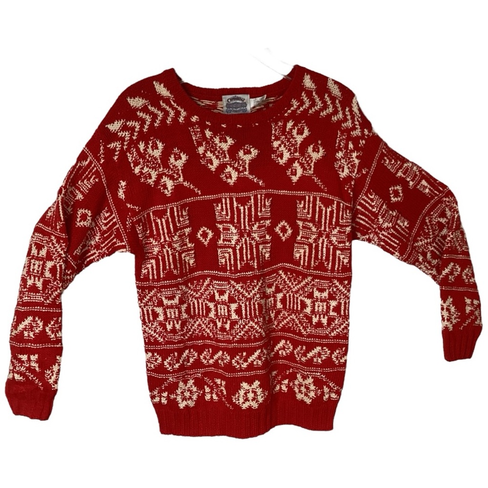 Vintage Cambridge Dry‎ Goods Co Red & White Knit Christmas Sweater - Size Medium
